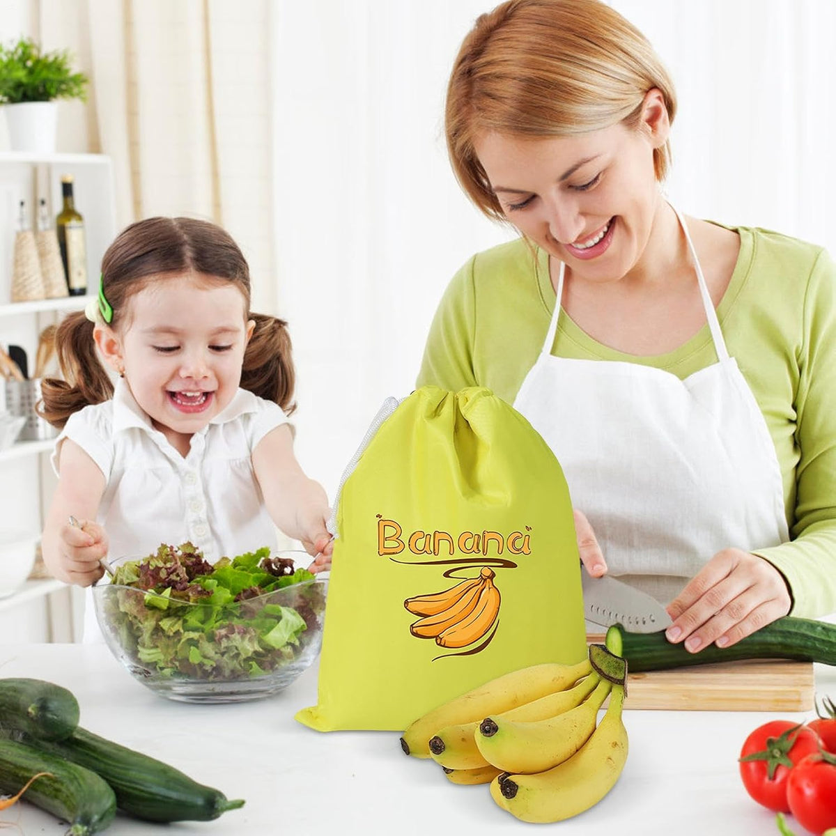 Lettuce Keeper - Produce Storage, Vegetable Saver | Reusable Fresh Produce Bag, Drawstring Pouch for Longer Shelf Life with Home Kitchen Use, Apartment Meal Prep, Grocery Shopping Setup