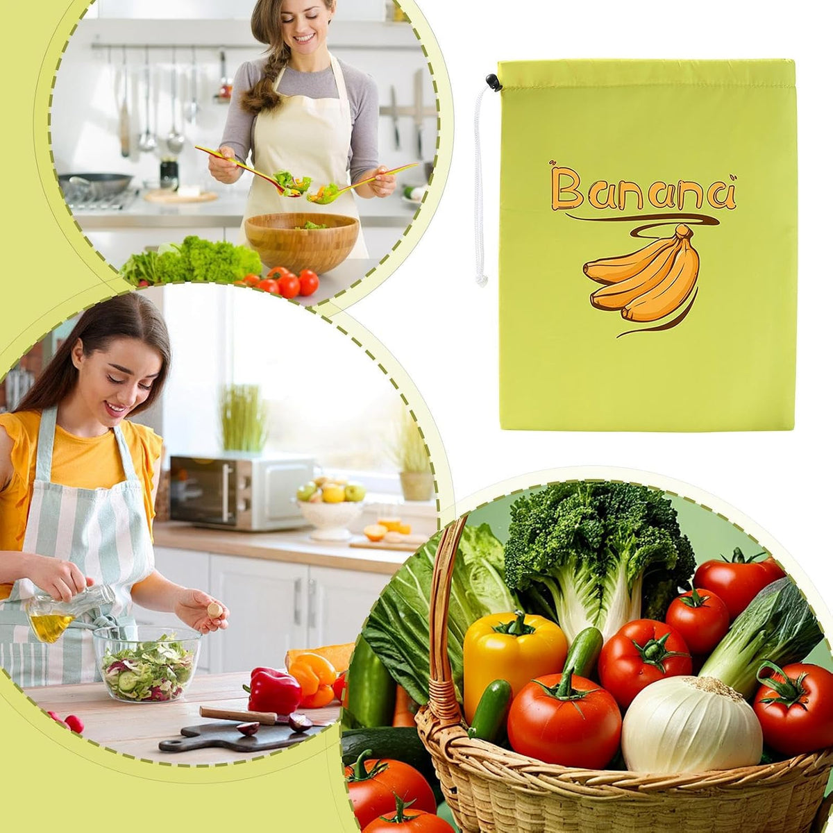Lettuce Keeper - Produce Storage, Vegetable Saver | Reusable Fresh Produce Bag, Drawstring Pouch for Longer Shelf Life with Home Kitchen Use, Apartment Meal Prep, Grocery Shopping Setup