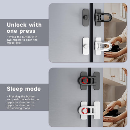 Child Proof Refrigerator Lock with Sticky Adhesive Pads, kids Safety Locks for Doors, RV Refrigerator, Oven Lock Safety Baby Cabinet Locks, Grey