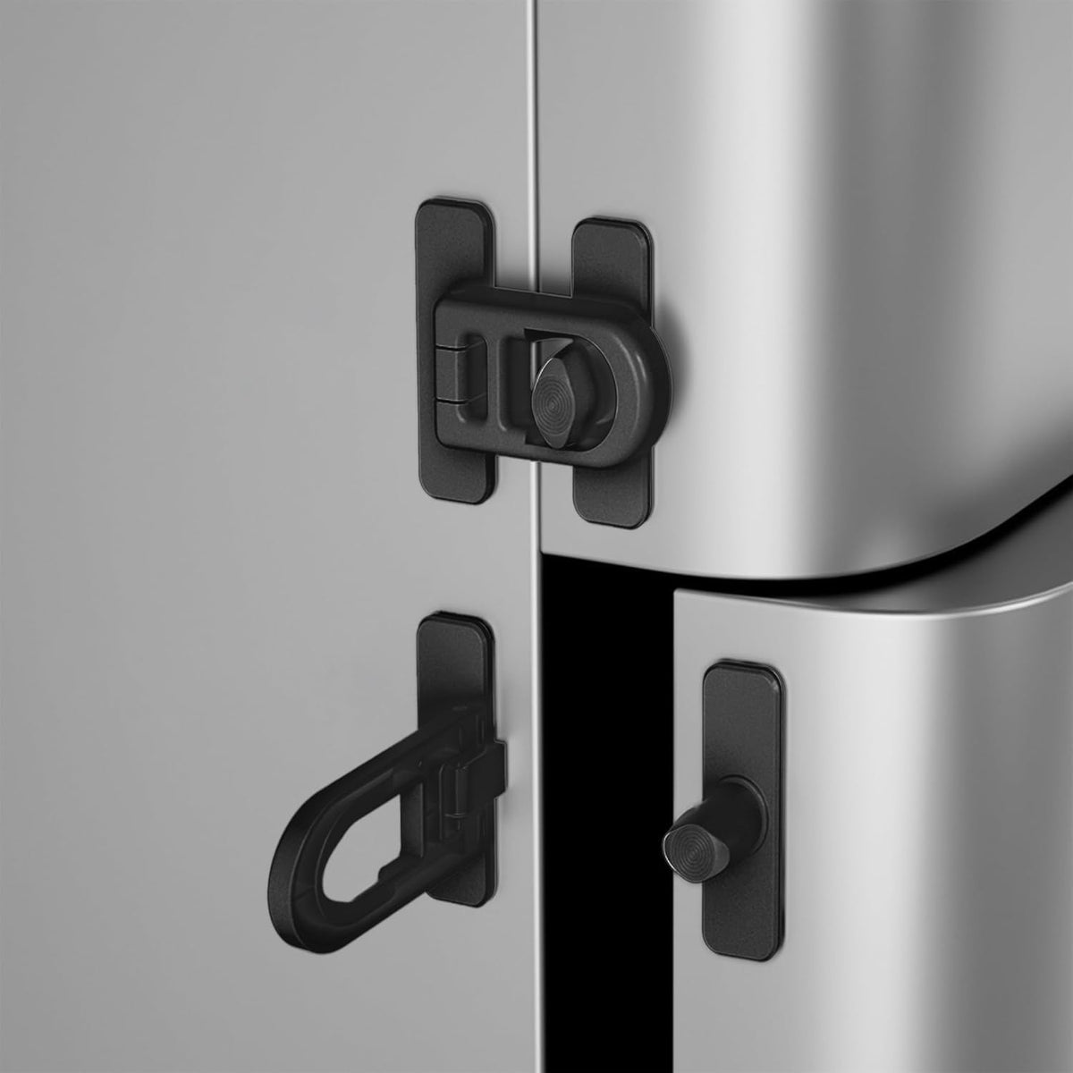 Child Proof Refrigerator Lock with Sticky Adhesive Pads, kids Safety Locks for Doors, RV Refrigerator, Oven Lock Safety Baby Cabinet Locks, Grey