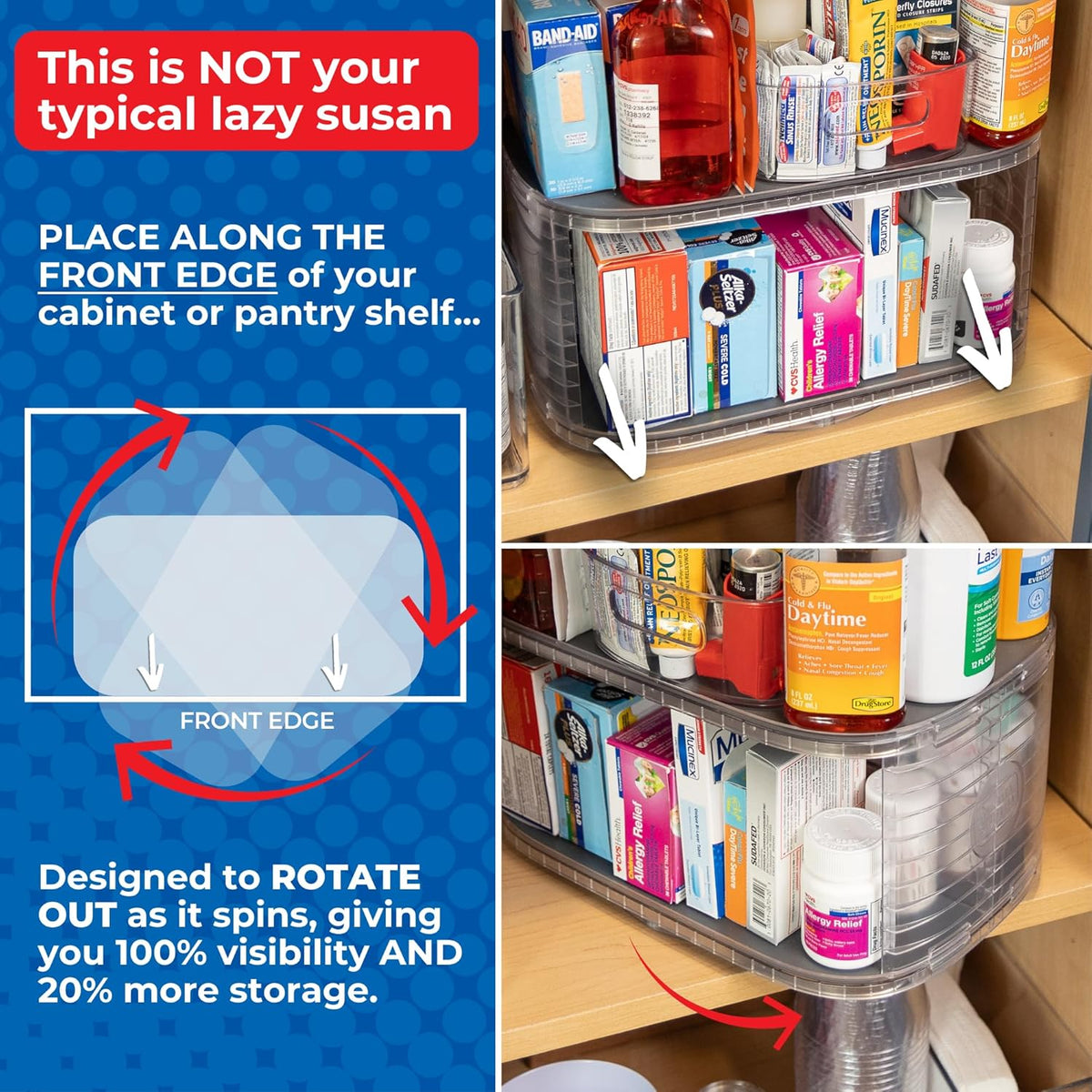 Mighty Susan 2-Tier Lazy Susan Organizer for Cabinet, Steel Reinforced