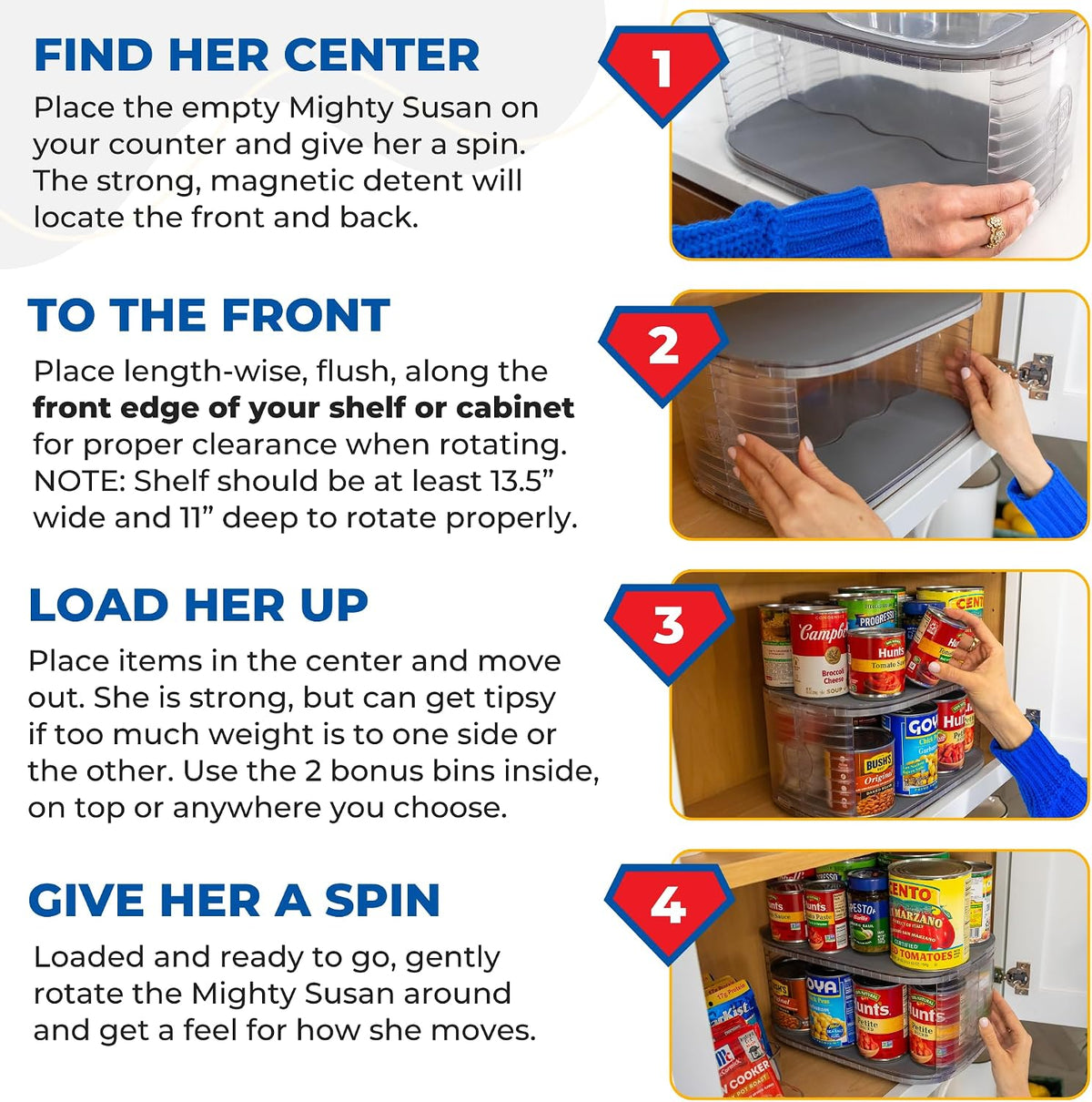 Mighty Susan 2-Tier Lazy Susan Organizer for Cabinet, Steel Reinforced
