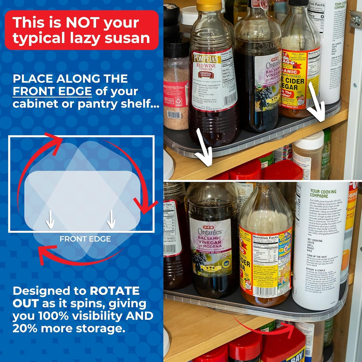 Mighty Susan 2-Tier Lazy Susan Organizer for Cabinet, Steel Reinforced