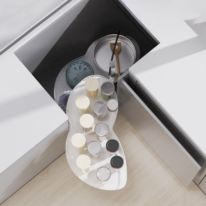 Swing Left Blind Corner Cabinet Pull Out Organizer, 2-Shelf Deep Corner Kitchen Cabinet Slide Out Organizer 2-Tier Slide Out Cabinet Organizer Lazy Susan Organizer (30inch-Left Out)
