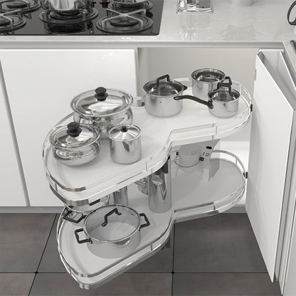 Swing Left Blind Corner Cabinet Pull Out Organizer, 2-Shelf Deep Corner Kitchen Cabinet Slide Out Organizer 2-Tier Slide Out Cabinet Organizer Lazy Susan Organizer (30inch-Left Out)
