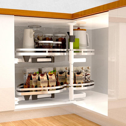 Swing Left Blind Corner Cabinet Pull Out Organizer, 2-Shelf Deep Corner Kitchen Cabinet Slide Out Organizer 2-Tier Slide Out Cabinet Organizer Lazy Susan Organizer (30inch-Left Out)
