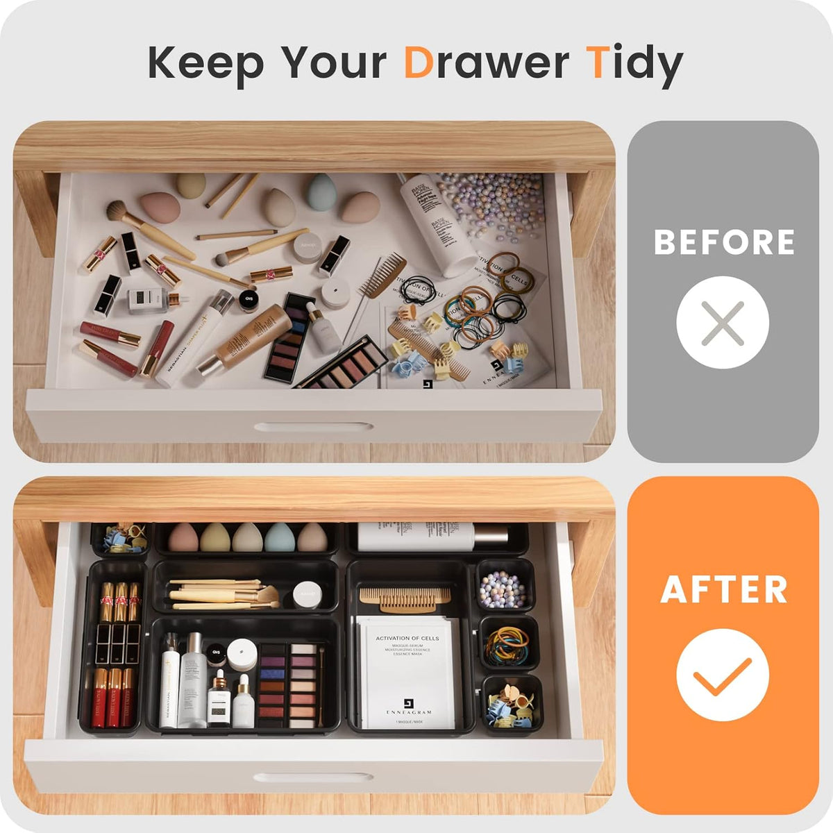 【Military Grade】 Drawer Organizer for Vanity Bathroom Makeup Desk