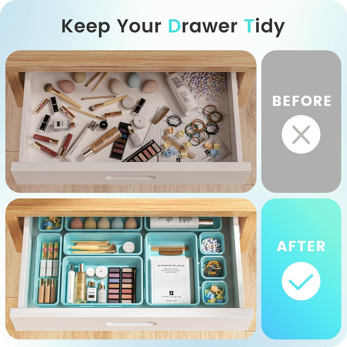【Military Grade】 Drawer Organizer for Vanity Bathroom Makeup Desk