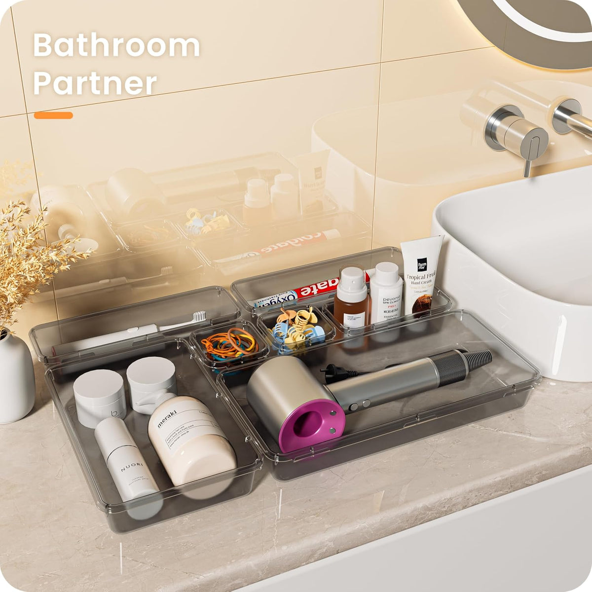 【Military Grade】 Drawer Organizer for Vanity Bathroom Makeup Desk