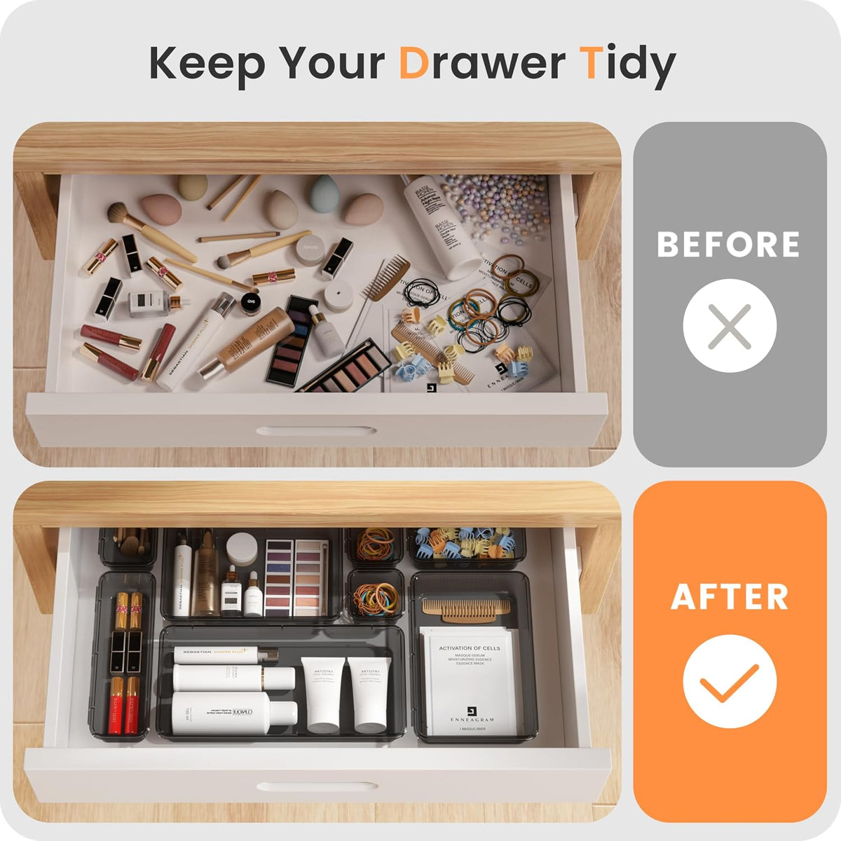 【Military Grade】 Drawer Organizer for Vanity Bathroom Makeup Desk