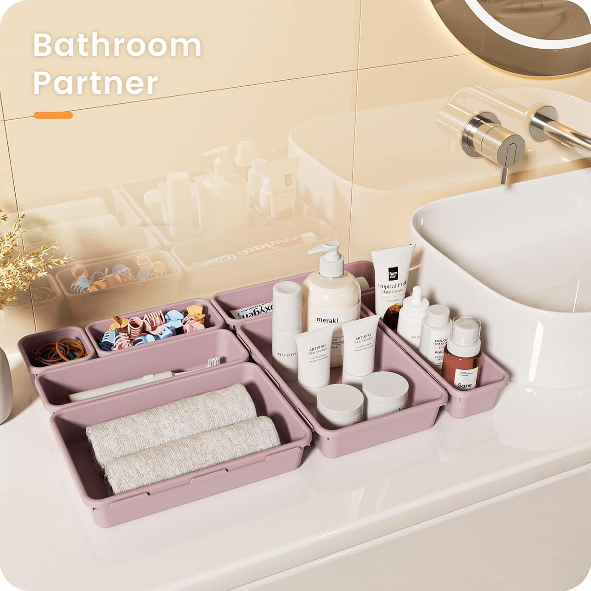 【Military Grade】 Drawer Organizer for Vanity Bathroom Makeup Desk