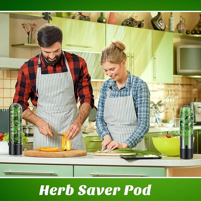 3 Pcs Refrigerator Herb Crisper Saver Pod Container Vegetable Preserving Bottle Keep Herb/Cilantro/Mint/Parsley/Asparagus Fresh Home（Black）