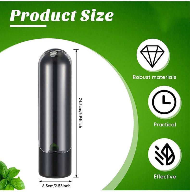 3 Pcs Refrigerator Herb Crisper Saver Pod Container Vegetable Preserving Bottle Keep Herb/Cilantro/Mint/Parsley/Asparagus Fresh Home（Black）