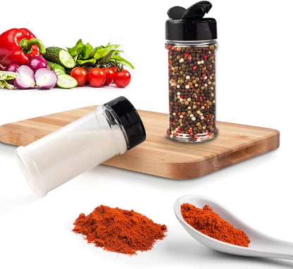Plastic Spice Jars Bottle Containers with Black Cap, 5.5Oz, 12 Pack