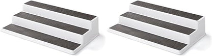 3-Tier Spice Rack Organizer for Cabinet - 15 Inch Non-Skid Pantry Organizer and Storage Shelf for Spices, Canned Goods, Seasonings - White and Gray Kitchen Cabinet Organizer