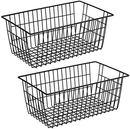 Freezer Baskets, Pantrty Storage Bins, Farmhouse Metal Wire Organizer for Kitchen Pantry Organizer 14"x11"x6"