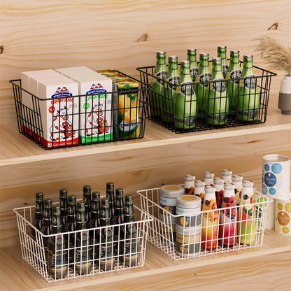 Freezer Baskets, Pantrty Storage Bins, Farmhouse Metal Wire Organizer for Kitchen Pantry Organizer 14"x11"x6"