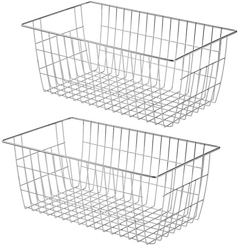 Freezer Baskets, Pantrty Storage Bins, Farmhouse Metal Wire Organizer for Kitchen Pantry Organizer 14"x11"x6"