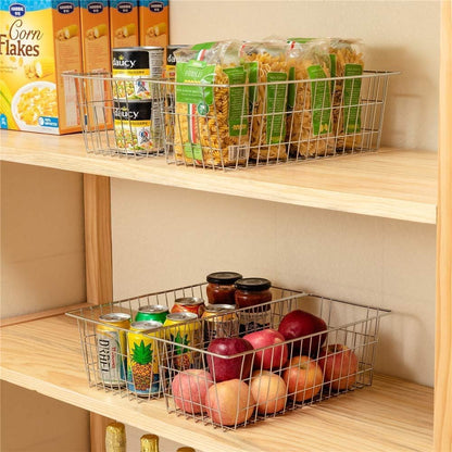 Freezer Baskets, Pantrty Storage Bins, Farmhouse Metal Wire Organizer for Kitchen Pantry Organizer 14"x11"x6"