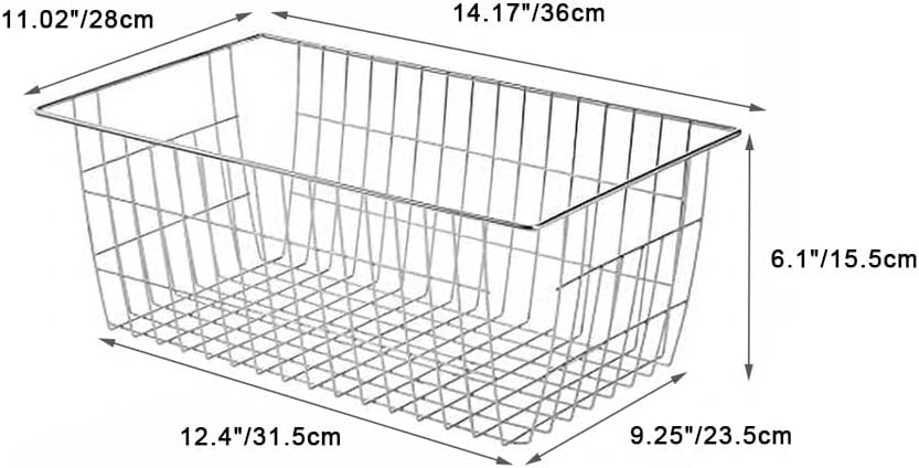 Freezer Baskets, Pantrty Storage Bins, Farmhouse Metal Wire Organizer for Kitchen Pantry Organizer 14"x11"x6"
