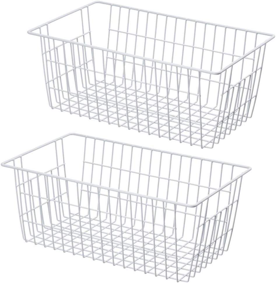 Freezer Baskets, Pantrty Storage Bins, Farmhouse Metal Wire Organizer for Kitchen Pantry Organizer 14"x11"x6"