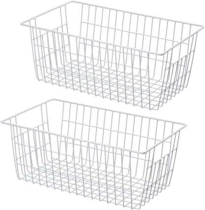 Freezer Baskets, Pantrty Storage Bins, Farmhouse Metal Wire Organizer for Kitchen Pantry Organizer 14"x11"x6"