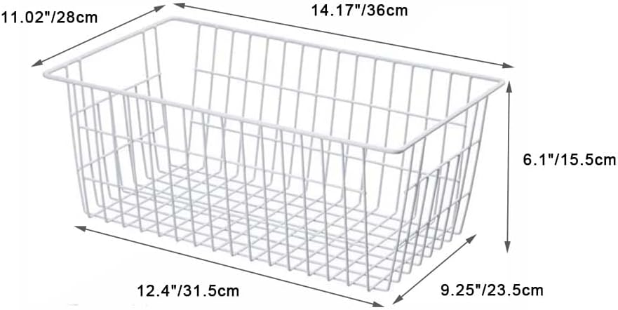 Freezer Baskets, Pantrty Storage Bins, Farmhouse Metal Wire Organizer for Kitchen Pantry Organizer 14"x11"x6"