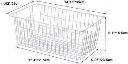 Freezer Baskets, Pantrty Storage Bins, Farmhouse Metal Wire Organizer for Kitchen Pantry Organizer 14"x11"x6"