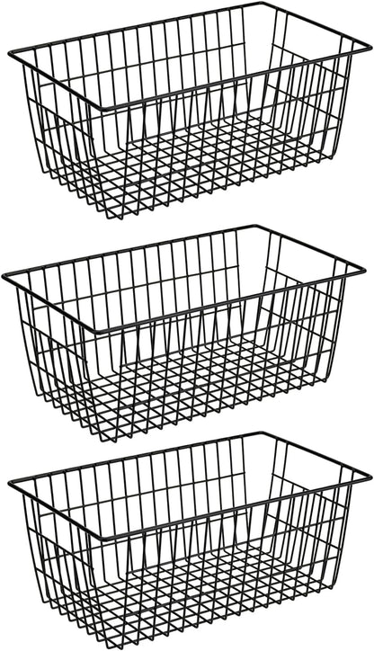 Freezer Baskets, Pantrty Storage Bins, Farmhouse Metal Wire Organizer for Kitchen Pantry Organizer 14"x11"x6"