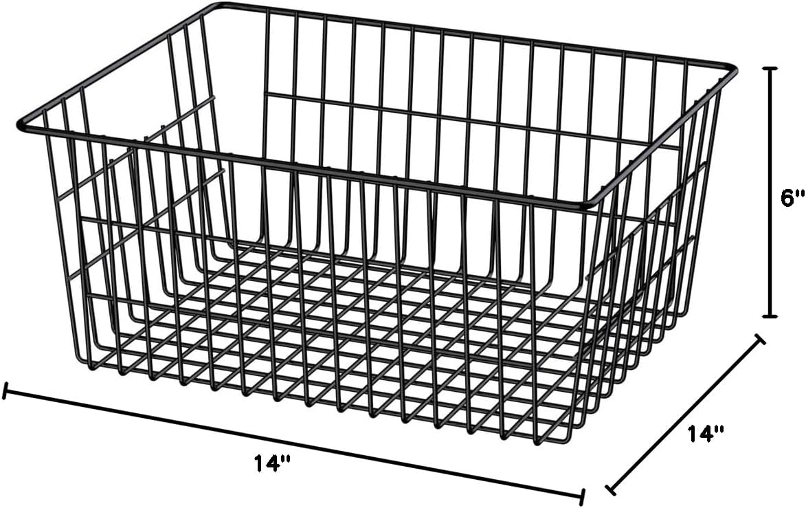Freezer Baskets, Pantrty Storage Bins, Farmhouse Metal Wire Organizer for Kitchen Pantry Organizer 14"x11"x6"
