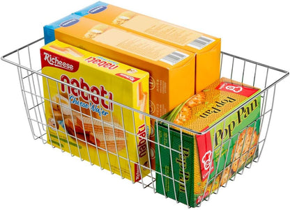 Freezer Baskets, Pantrty Storage Bins, Farmhouse Metal Wire Organizer for Kitchen Pantry Organizer 14"x11"x6"