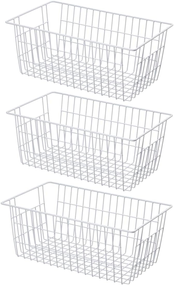 Freezer Baskets, Pantrty Storage Bins, Farmhouse Metal Wire Organizer for Kitchen Pantry Organizer 14"x11"x6"