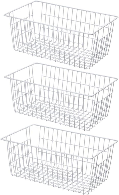 Freezer Baskets, Pantrty Storage Bins, Farmhouse Metal Wire Organizer for Kitchen Pantry Organizer 14"x11"x6"
