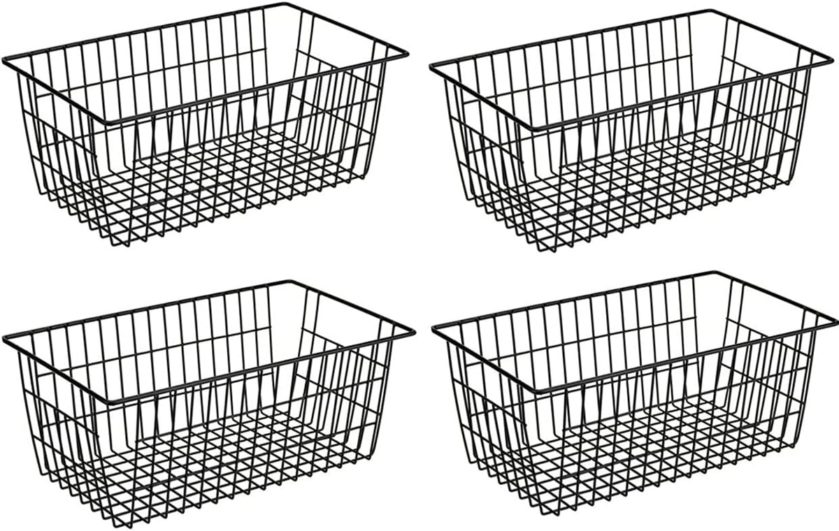 Freezer Baskets, Pantrty Storage Bins, Farmhouse Metal Wire Organizer for Kitchen Pantry Organizer 14"x11"x6"