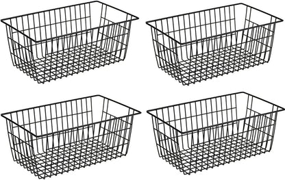 Freezer Baskets, Pantrty Storage Bins, Farmhouse Metal Wire Organizer for Kitchen Pantry Organizer 14"x11"x6"