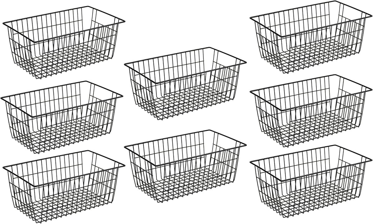 Freezer Baskets, Pantrty Storage Bins, Farmhouse Metal Wire Organizer for Kitchen Pantry Organizer 14"x11"x6"