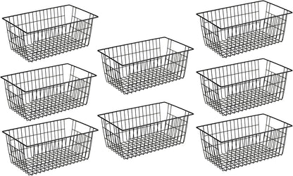 Freezer Baskets, Pantrty Storage Bins, Farmhouse Metal Wire Organizer for Kitchen Pantry Organizer 14"x11"x6"