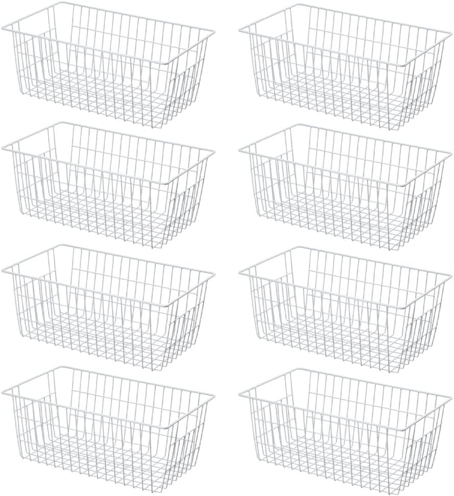 Freezer Baskets, Pantrty Storage Bins, Farmhouse Metal Wire Organizer for Kitchen Pantry Organizer 14"x11"x6"