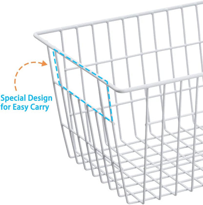 Freezer Baskets, Pantrty Storage Bins, Farmhouse Metal Wire Organizer for Kitchen Pantry Organizer 14"x11"x6"
