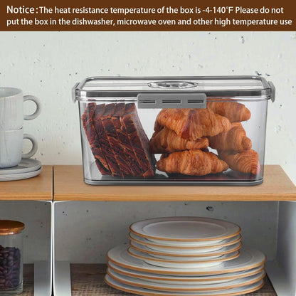 Bread Box Bread Boxes for Kitchen Counter Airtight, Time Recording Bread Storage Container with Lid, Bread Keeper for Homemade Bread, Toast, Bagel, Donut and Cookies, Grey
