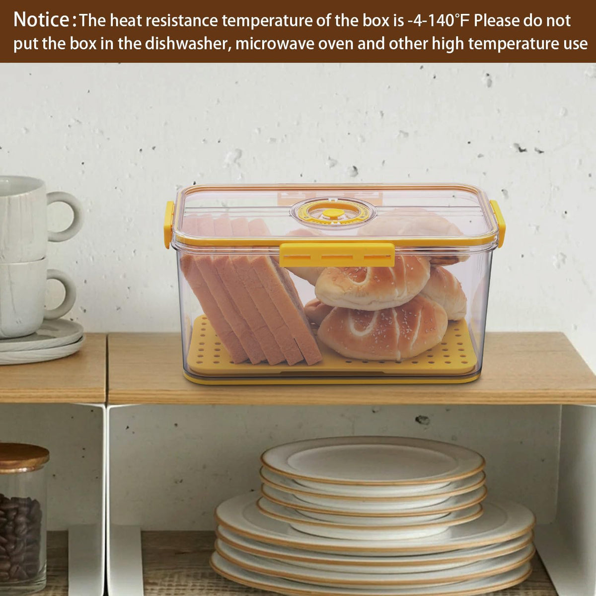 Bread Box Bread Boxes for Kitchen Counter Airtight, Time Recording Bread Storage Container with Lid, Bread Keeper for Homemade Bread, Toast, Bagel, Donut and Cookies, Grey