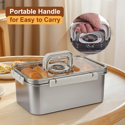 Bread Box Bread Boxes for Kitchen Counter Airtight, Time Recording Bread Storage Container with Lid, Bread Keeper for Homemade Bread, Toast, Bagel, Donut and Cookies, Grey