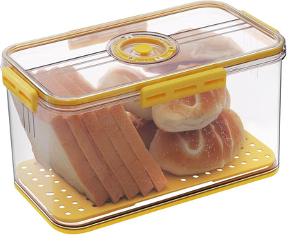 Bread Box Bread Boxes for Kitchen Counter Airtight, Time Recording Bread Storage Container with Lid, Bread Keeper for Homemade Bread, Toast, Bagel, Donut and Cookies, Grey