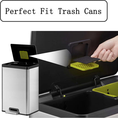 16 Pack Activated Carbon Filter with 2 Pack Recycle+Trash Sticker Fits EKO Trash Can with Built-in Compartment, Also Fits SIMPLI-Magic Garbage Bins, for Trash Can and Compost Bin