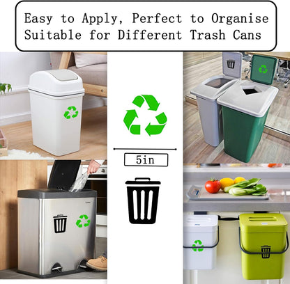 16 Pack Activated Carbon Filter with 2 Pack Recycle+Trash Sticker Fits EKO Trash Can with Built-in Compartment, Also Fits SIMPLI-Magic Garbage Bins, for Trash Can and Compost Bin