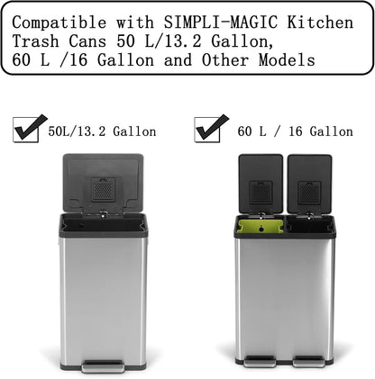 16 Pack Activated Carbon Filter with 2 Pack Recycle+Trash Sticker Fits EKO Trash Can with Built-in Compartment, Also Fits SIMPLI-Magic Garbage Bins, for Trash Can and Compost Bin