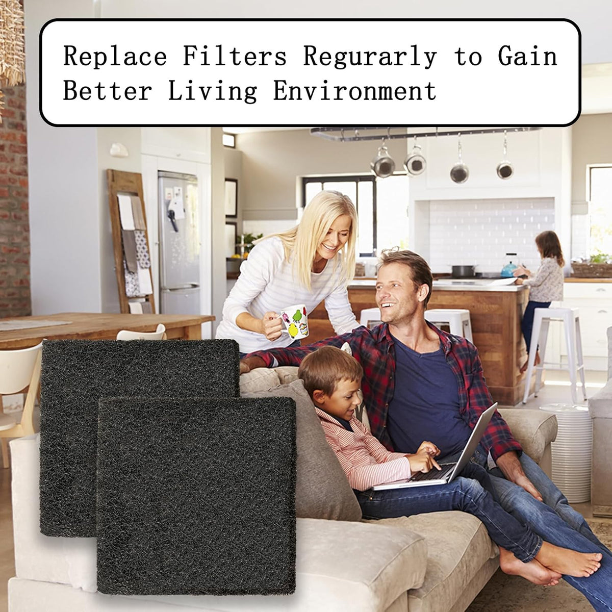 16 Pack Activated Carbon Filter with 2 Pack Recycle+Trash Sticker Fits EKO Trash Can with Built-in Compartment, Also Fits SIMPLI-Magic Garbage Bins, for Trash Can and Compost Bin
