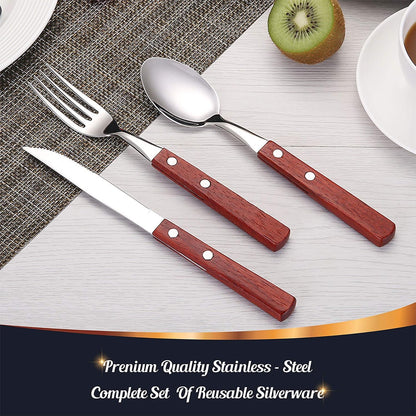 PREMIUM Stainless Steel Travel Utensils Set with Case, 3pc Full Size Fork