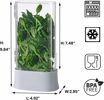 Herb Keeper for Refrigerator, Fresh Herb Saver Herb Storage Containers, Cilantro Container for Fridge Asparagus Container, Dishwasher Safe-2 Pack