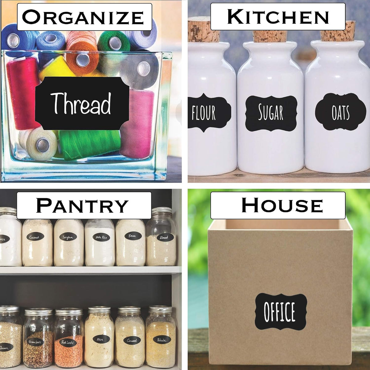 Chalkboard Jar Labels for Canning Mason Jars Premium Reusable Stickers Glass Chalk + 2 Large Erasable Markers (60 Labels)